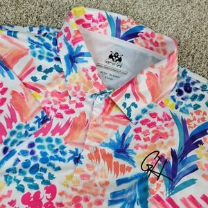 Gas House Golf Mens XL Multicolor AOP Floral Pineapple Performance Stretch Polo